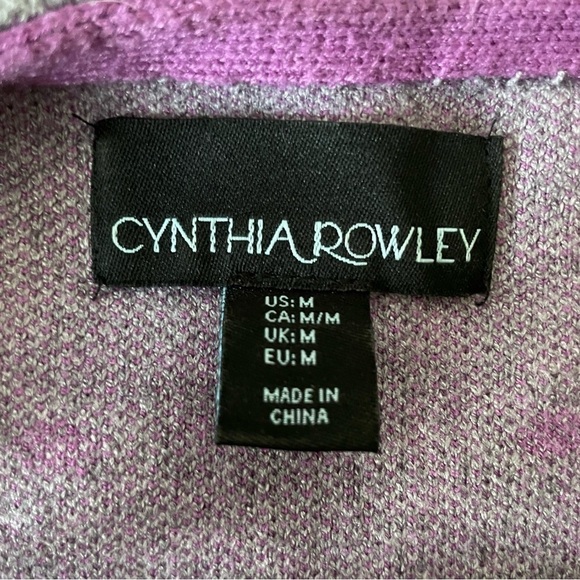 Cynthia Rowley Purple And Grey Polka Dot 3/4 Sleeve Heavy Sweater Size Medium - Picture 7 of 8